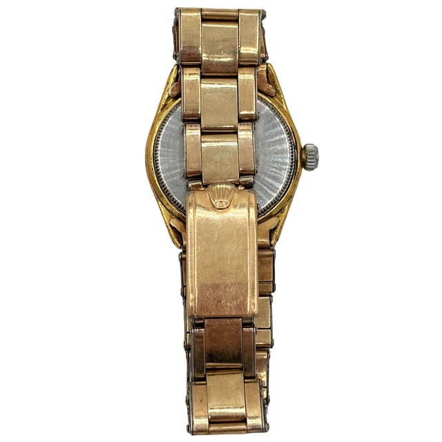 1947 Rolex Oyster Bubbleback “Elegante” Gold-Plated Wristwatch W California Dial For Sale - Image 4 of 10