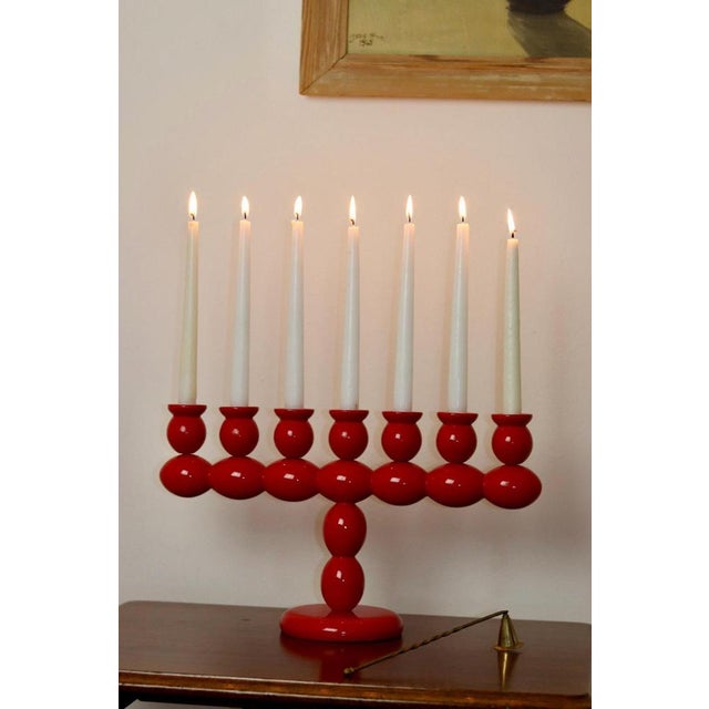 Vintage Swedish Bobbin Candelabra For Sale - Image 3 of 8