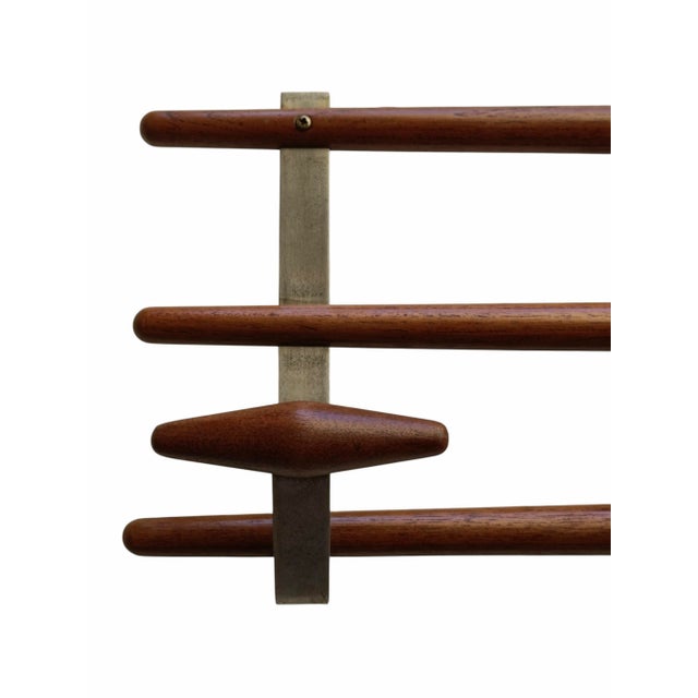 Mid-Century Modern Wood and Chrome-Plated Metal Wall Coat Rack, Italy, 1960s For Sale - Image 3 of 6