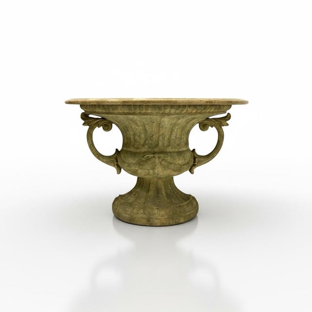 Late 20th Century 20th-C. Neoclassical Style Urn Form Demilune Console Tables With Tessellated Marble Tops, Pair For Sale - Image 5 of 6
