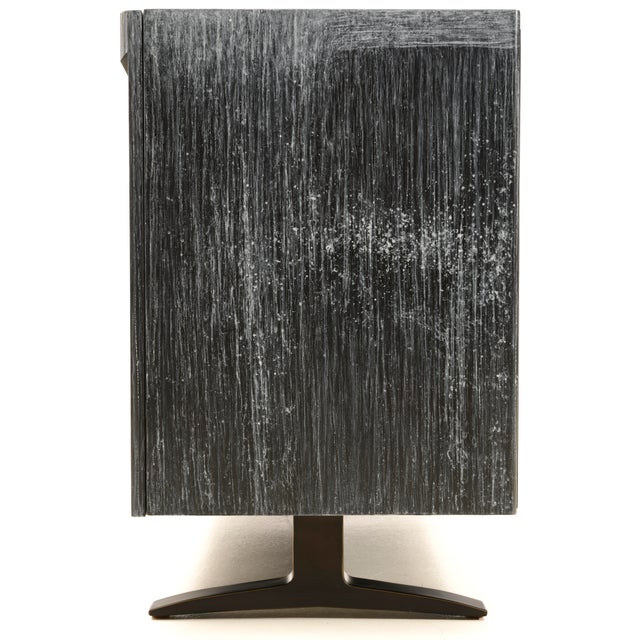 Navy blue sideboard featuring a drip paint lacquer finish, smoked black glass top, and dark bronze brushed legs. Two...