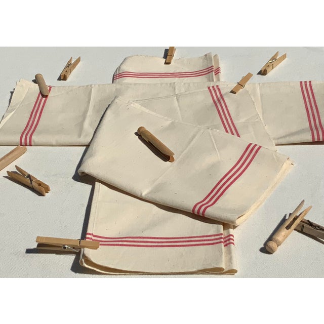 Set of 3 Vintage French Torchons - Classic Red Stripe Kitchen Towels From South of France For Sale - Image 11 of 18