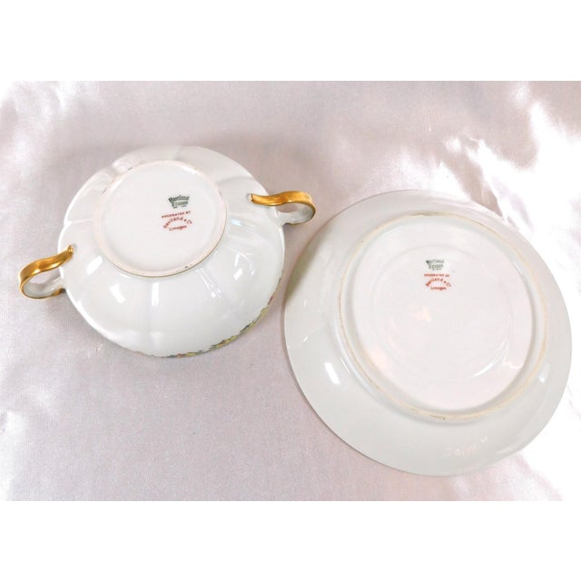 1940s 1940s Large Haviland Set of Ten Flat Cream Soup Bowls and Underplates - Set of 23 For Sale - Image 5 of 6