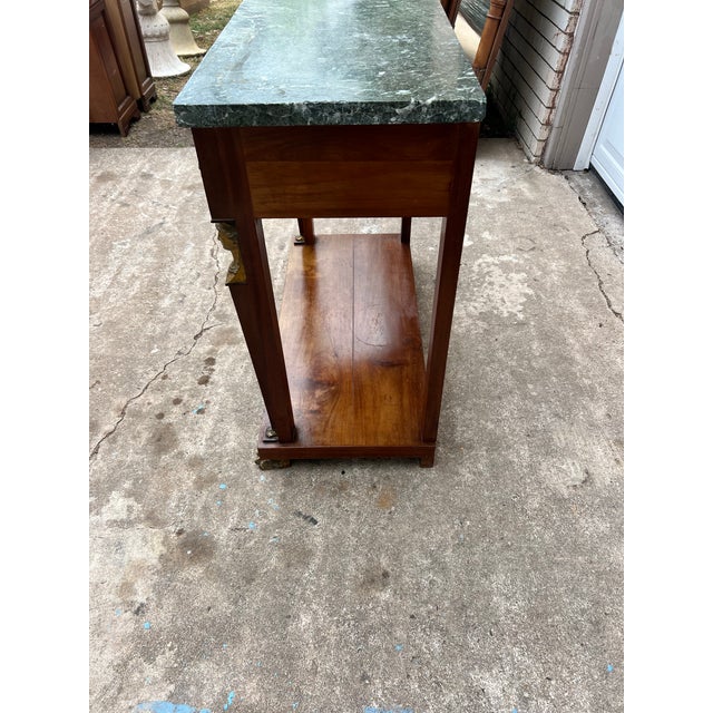 French 19th Century Empire Marble Top Walnut Console Table For Sale - Image 11 of 12
