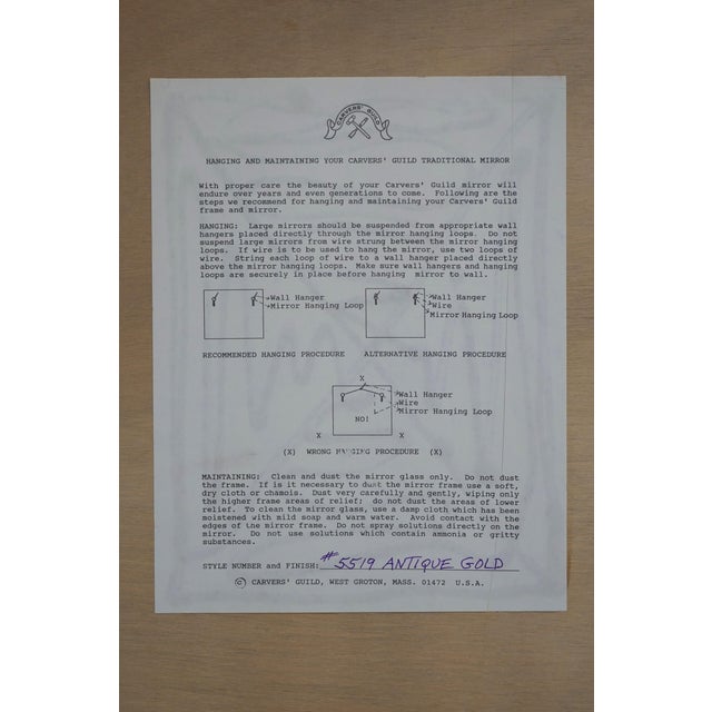 Carvers Guild Adam Style Gold Frame Mirror For Sale - Image 12 of 12