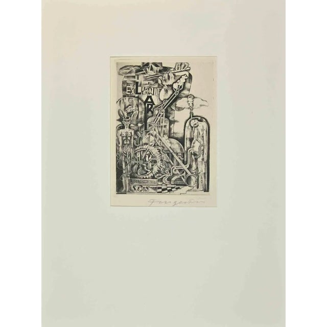 Michel Fingesten, Ex Libris, Etching, 1937 For Sale