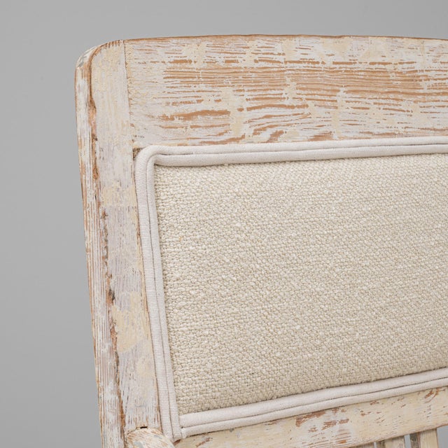 20th Century French White Patinated Gustavian Upholstered Chairs - A Pair For Sale - Image 10 of 18