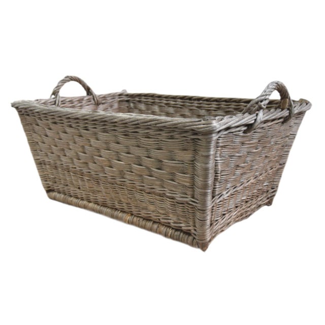 Rustic Primitive Farmhouse French Wicker Market Basket With Number Plate For Sale - Image 4 of 8