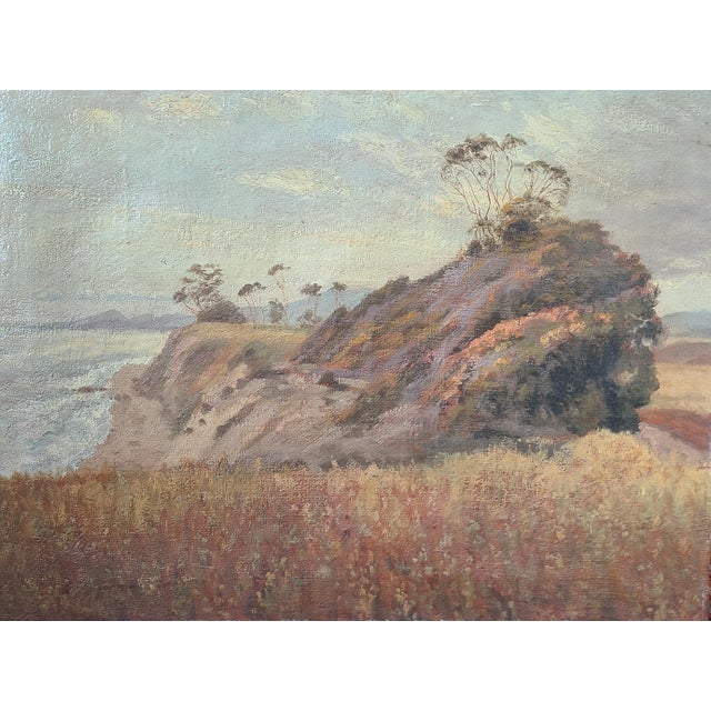 Splendid antique oil painting of the iconic California coast. Purchased from the estate of an antique dealer in Santa...