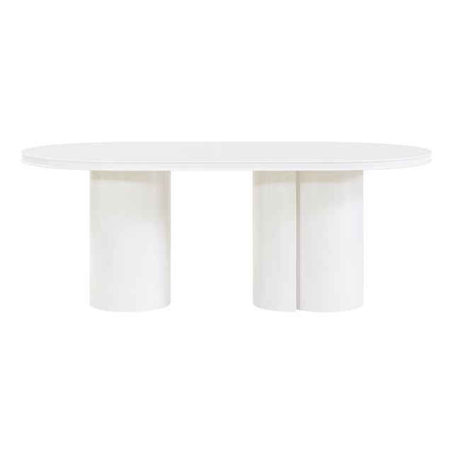 Elora White Lacquer Oval Dining Table For Sale