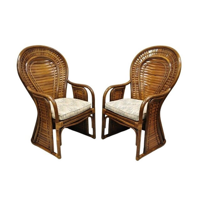 Late 20th Century Pair Vintage Hollywood Regency Boho Chic Bentwood