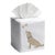 Yellow Dog & Bone Tissue Box Cover in White Linen & Cotton, Embroidered For Sale