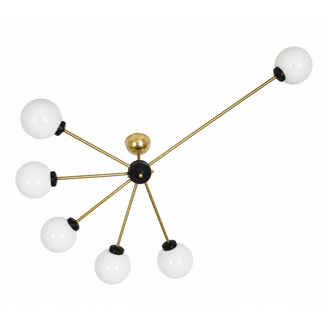 Vintage Brass and Glass Chandelier from Stilnovo, 1960s For Sale - Image 9 of 9