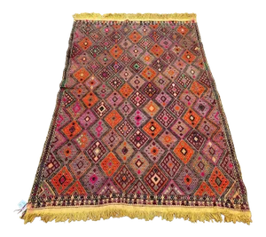 Turkish Tribal Embroidered Kilim Rug