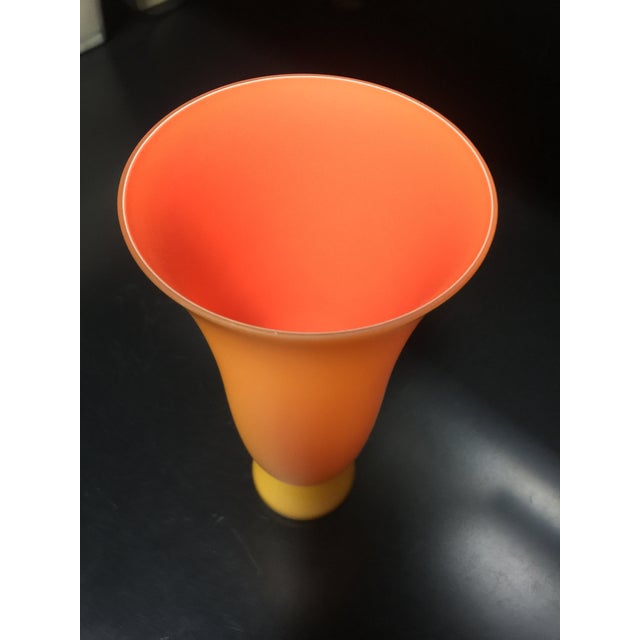 Vibrant orange tapered glass vase by de Mayo Murauó in 1995