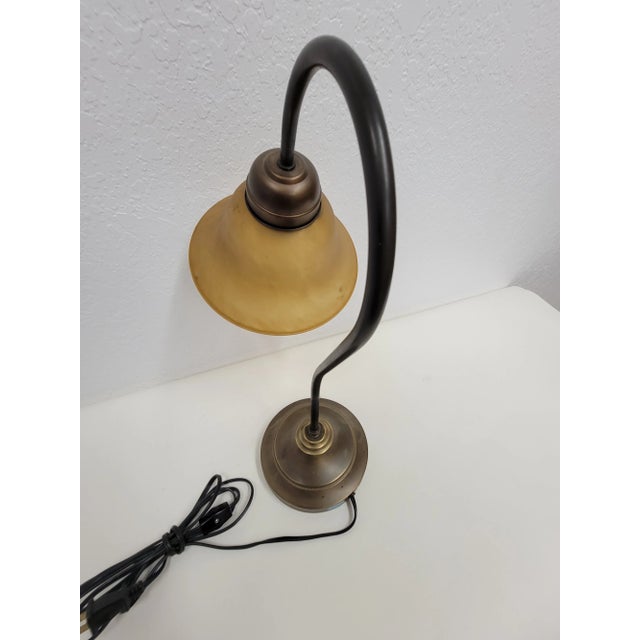VIntage Desk Lamp With Amber Mixed Glass Glow Shade For Sale In Dallas - Image 6 of 11