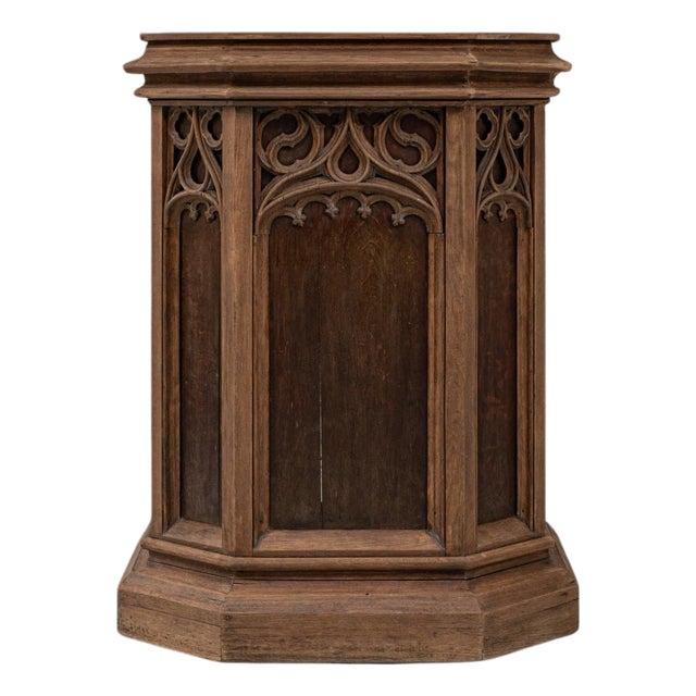 1928 French Gothic Revival Wooden Pulpit For Sale
