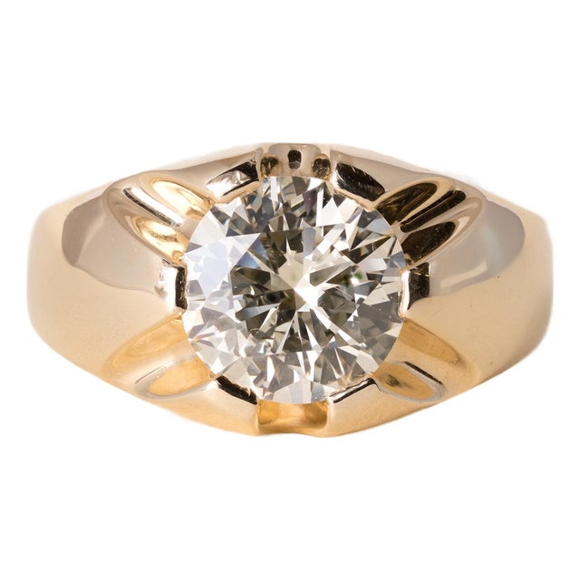 18k Gold 2.70 Carat Diamond Gia U-v Vs1 Sunburst Solitaire Ring, Size 6.25 For Sale