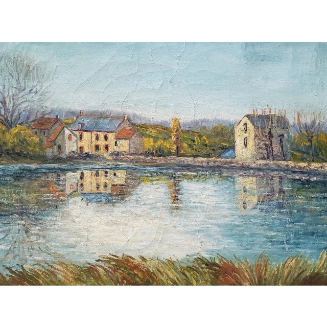 French Normandy Landscape With Houses by Guillaumin C.1948 For Sale In San Francisco - Image 6 of 9