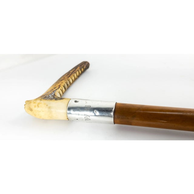 20th Century Sterling Silver and Stag Horn Antler Riding Crop | Chairish