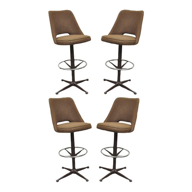 Midcentury Brown Chair Bars Style 4 vintage mid century modern adjustable height swivel bar stool chromcraft style