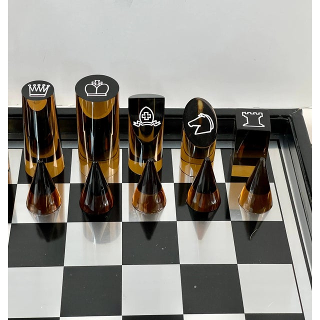 Mid-Century Modern Vintage Lucite Chess Set in Travel Case For Sale - Image 3 of 13
