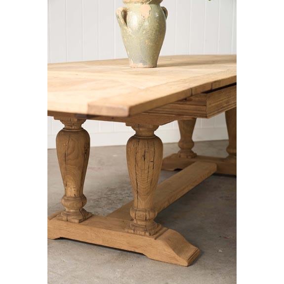French Bleached French Oak Parquetry Dining Table (C. 1900) For Sale - Image 3 of 7