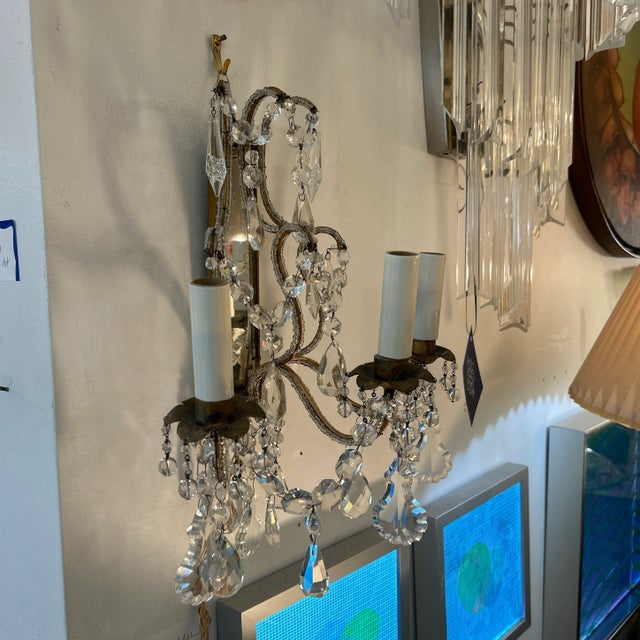 Antique 19th Century Classic European Crystal Sconces - a Pair For Sale - Image 9 of 12