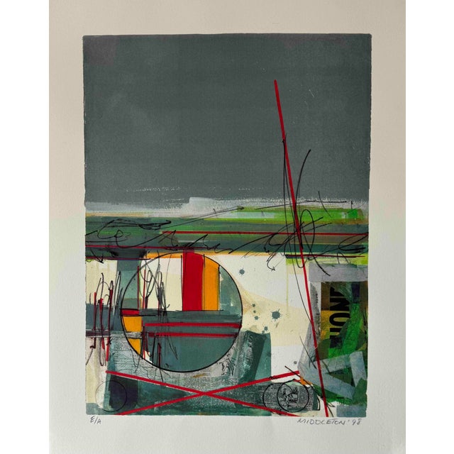 Sam Middleton, Abstract Composition Original Color Etching Ae, 1998, Screen Print For Sale - Image 7 of 7