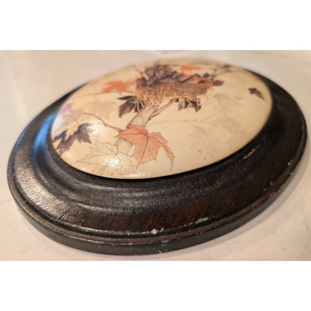1960s-1970s Oval Wood Bird Plaques – Pair – Convex Decoupage Style Wall Art For Sale In Las Vegas - Image 6 of 7