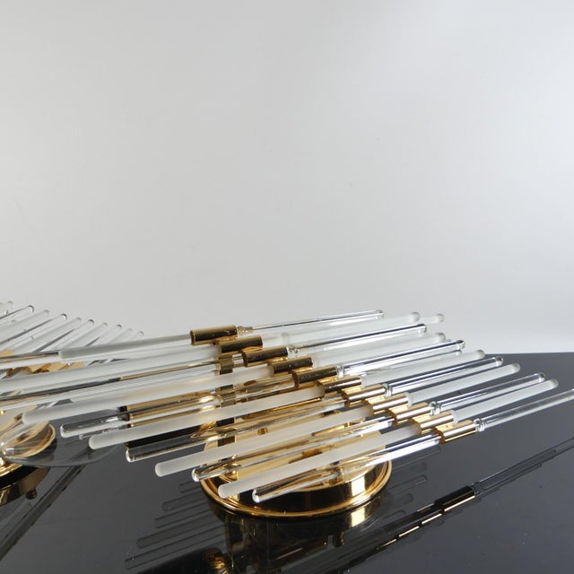 Venini Tubular Crystal Glass Wall Lamps from Venini, Italy, 1970s, Set of 2 For Sale - Image 4 of 11