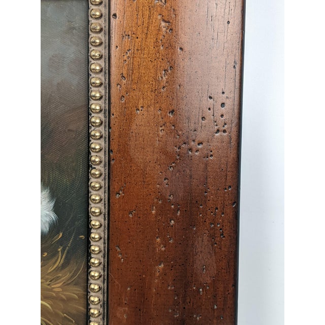 Vintage Rabbit Oil Painting in Brown, Cream & Green With Carved Gilt Wood Frame For Sale In New York - Image 6 of 14