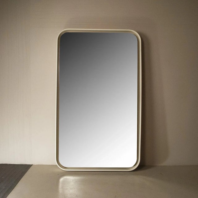 Backlit Mirror with Curved Wooden Frame For Sale - Image 15 of 15