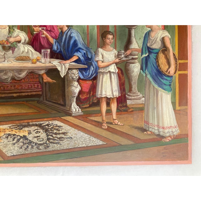 19th Century Italian Oil on Alabaster Painting Pompeian Interior Scene in Ormolu For Sale - Image 13 of 18