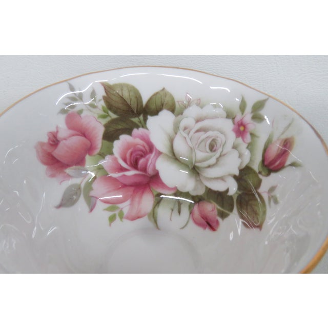 Staffordshire Elizabethan Green Bone China Cabbage Roses Tea Cup & Saucer 4648b For Sale In Miami - Image 6 of 12