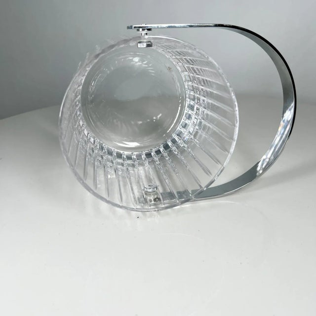 1960s Modernist Ribbed Crystal Glass Ice Bucket in Baccarat Style For Sale - Image 10 of 12