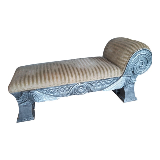 Egyptain Revival Upholstered Hand Carved Chaise Lounge Chairish