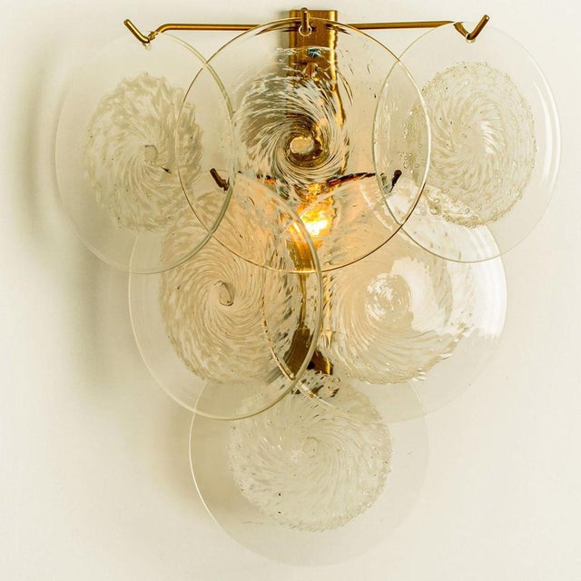 1960s Glass Disc Wall Lights attributed to Vistosi, Italy, 1960s, Set of 2 For Sale - Image 5 of 16