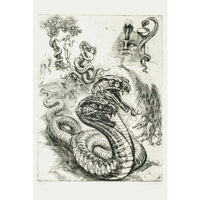 Serpent - Original Etching by M. Chirnoaga - Late 20th Century Late 20th Century For Sale