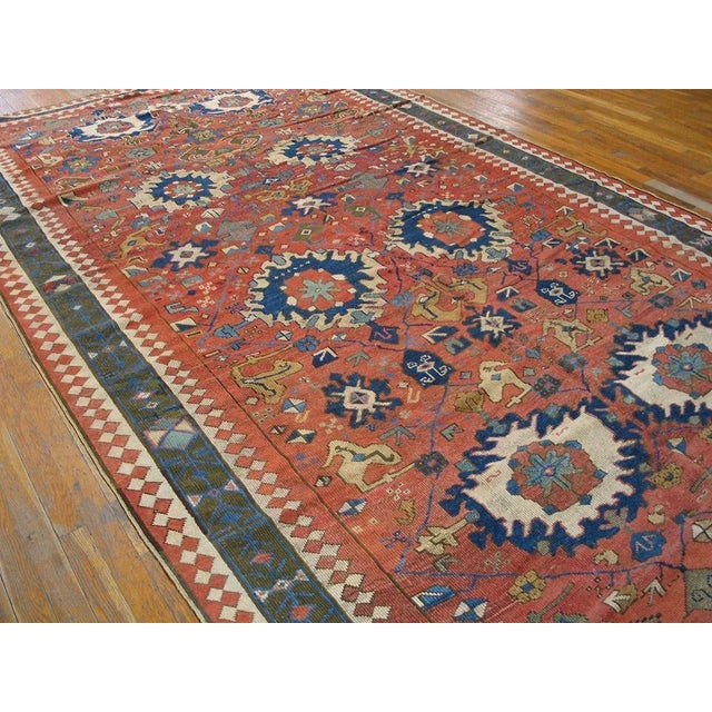 Early 19th Century Masterly Handmade Red Background With Brown Border Medallion-Crest Design Antique Persian Rug For Sale - Image 5 of 8