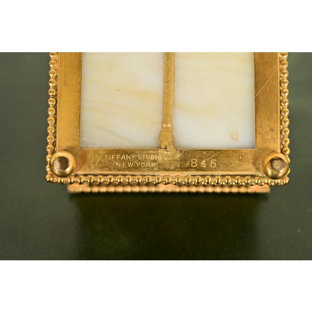 Tiffany Studios New York Grapevine Bronze Doré and Favrile Slag Glass Inkwell For Sale - Image 12 of 14