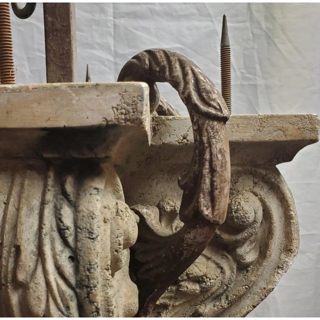 Mid 20th Century Mid Century Hanging Iron & Composite Pendant For Sale - Image 5 of 13