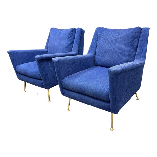 West Elm Carlo Mid Century Arm Chairs, Pair For Sale