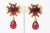 Metal Andrew Springarn Red Gripoix Glass & Gold Plated Clip on Dangle Earrings - 2 Pieces For Sale - Image 7 of 9