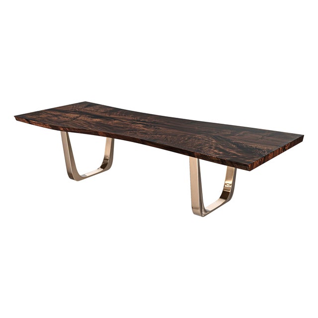 Safari" Dining Table with Bronze and Live Edge Top, Handmade The world needs icons. Those exceptional few that stand clear...