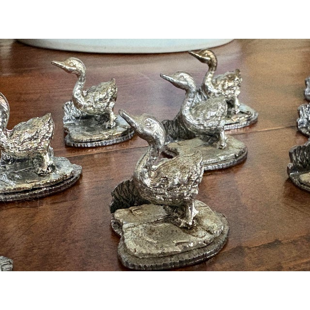 Vintage 1975 Metzke Pewter Duck Place Card Holders – Original 2 Boxes - Set of 12 For Sale - Image 10 of 10