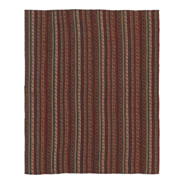 Vintage Persian Kilim, Dense Geometric Tribal Patterns in Stripes - Rug & Kilim For Sale
