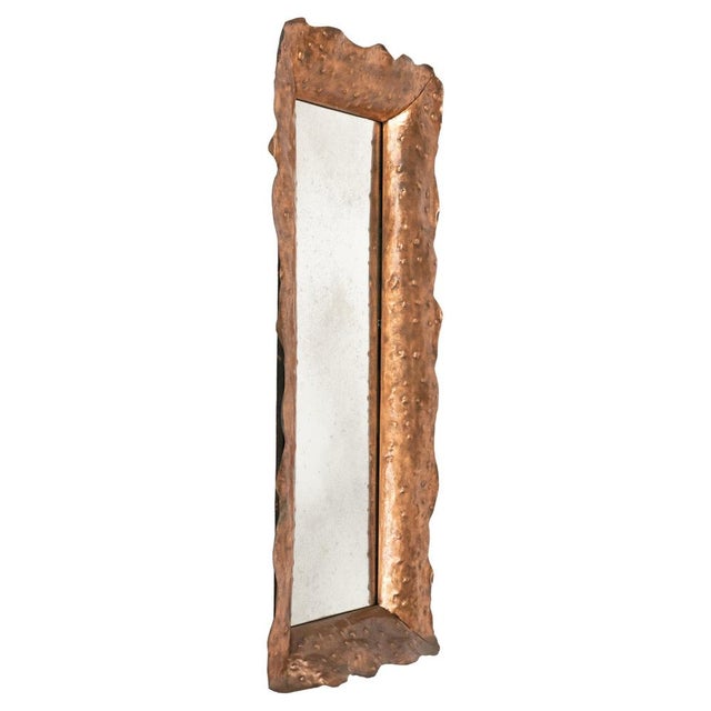 Mid-Century Mirror in Hammered Copper attributed to Angelo Bragalini, Italy, 1960s For Sale - Image 10 of 11