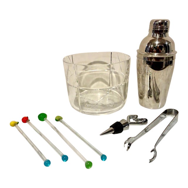 Mid Century Modern Vintage 8 Pcs. Bar Set For Sale