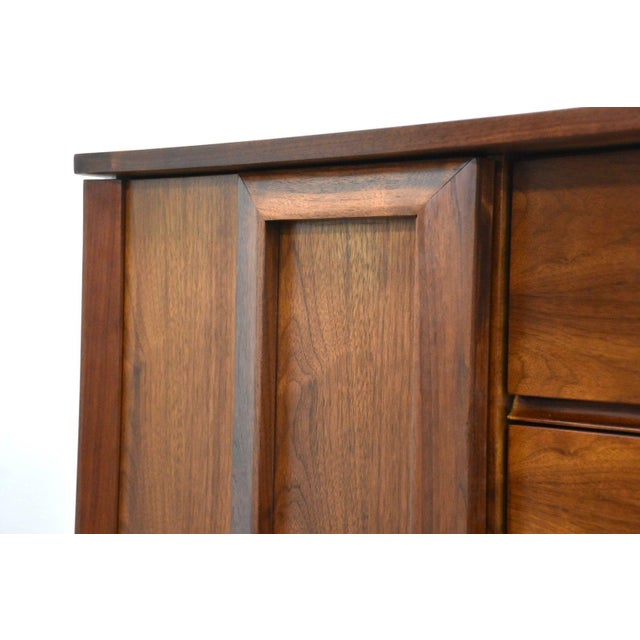 Brown 1960s Refinished Walnut Long Dresser For Sale - Image 8 of 10